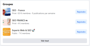 L'algorithme Facebook groupe facebook seo france