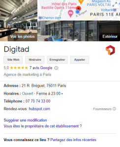 fiche google digitad paris