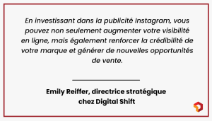 comment faire de la publicité sur instagram - Emily Reiffer citation (1)